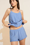 Gisele Printed TENCEL™ Modal Cami & Shortie Short PJ Set - Nordic Stripes Vista Blue