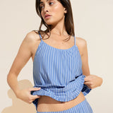 Eberjey Gisele Printed TENCEL™ Modal Cami & Shortie Short PJ Set - Nordic Stripes Vista Blue