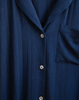Model wears Gisele TENCEL™ Modal Rib Long PJ Set in navy.
