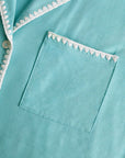 Fabric detail shot of Frida in Blue Lagoon/Ivory