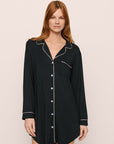 Model Is Wearing Gisele Sleepshirt In Black/Sorbet Pink
