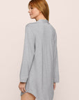 Model Is Wearing Gisele Sleepshirt In Heather Grey/Sorbet Pink