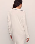 Model wears Gisele TENCEL™ Modal Sleepshirt in Pure Ivory/Navy