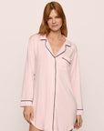 Model Is Wearing Gisele Sleepshirt In Sorbet Pink/Black