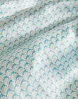 Fabric detail shot of Printed Washable Silk in Seashell Blue Lagoon/Blue Lago