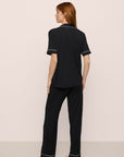 Model Is Wearing Gisele S/Slv Pant Pj Set In Black/Sorbet Pink