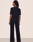 Model is wearing Gisele TENCEL™ Modal Short Sleeve & Pant PJ Set Black/Sorbet Pink