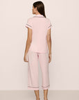 Model Is Wearing Gisele Short Sleeve Crop Pj Set In Sorbet Pink/Black