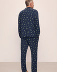 Model wears William Printed TENCEL™ Modal Long PJ Set in Woodland Pine Navy/Ivory.