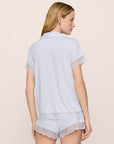Model Is Wearing Malou Short Pj Set In Ice Blue