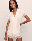 Model is wearing Malou TENCEL™ Modal Shortie Short PJ Set in Ivory