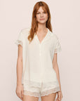Model Is Wearing Malou Short Pj Set In Ivory