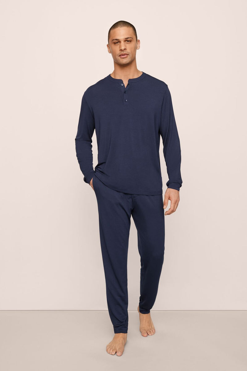 (取寄) エバージェイ メンズ ヘンリー - ザ ロング Pj セット Eberjey men Henry - The Long PJ Set Navy Henry TENCEL™ Modal Long PJ Set – Eberjey