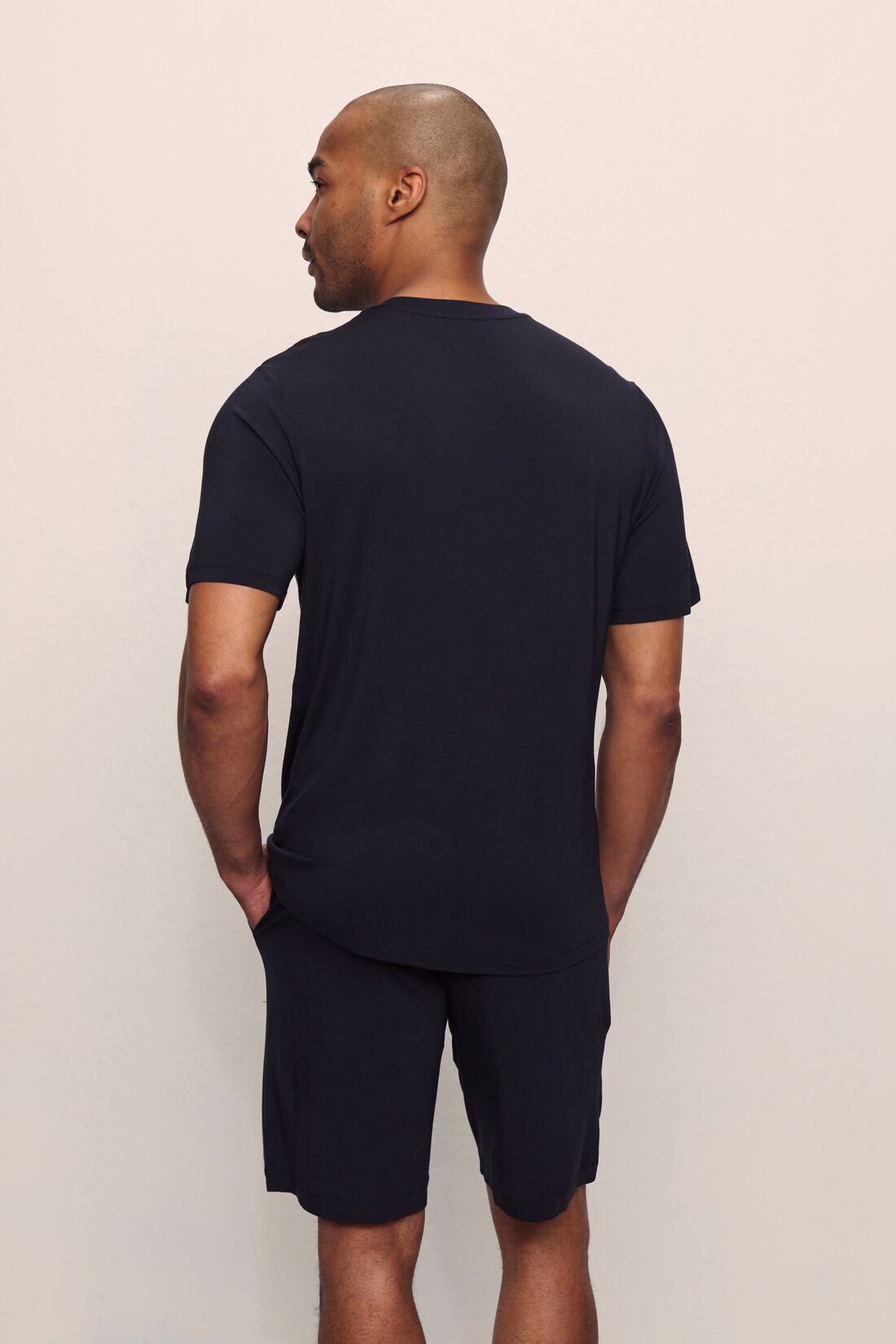 Model is wearing Henry TENCEL™ Modal Short PJ Set in Black