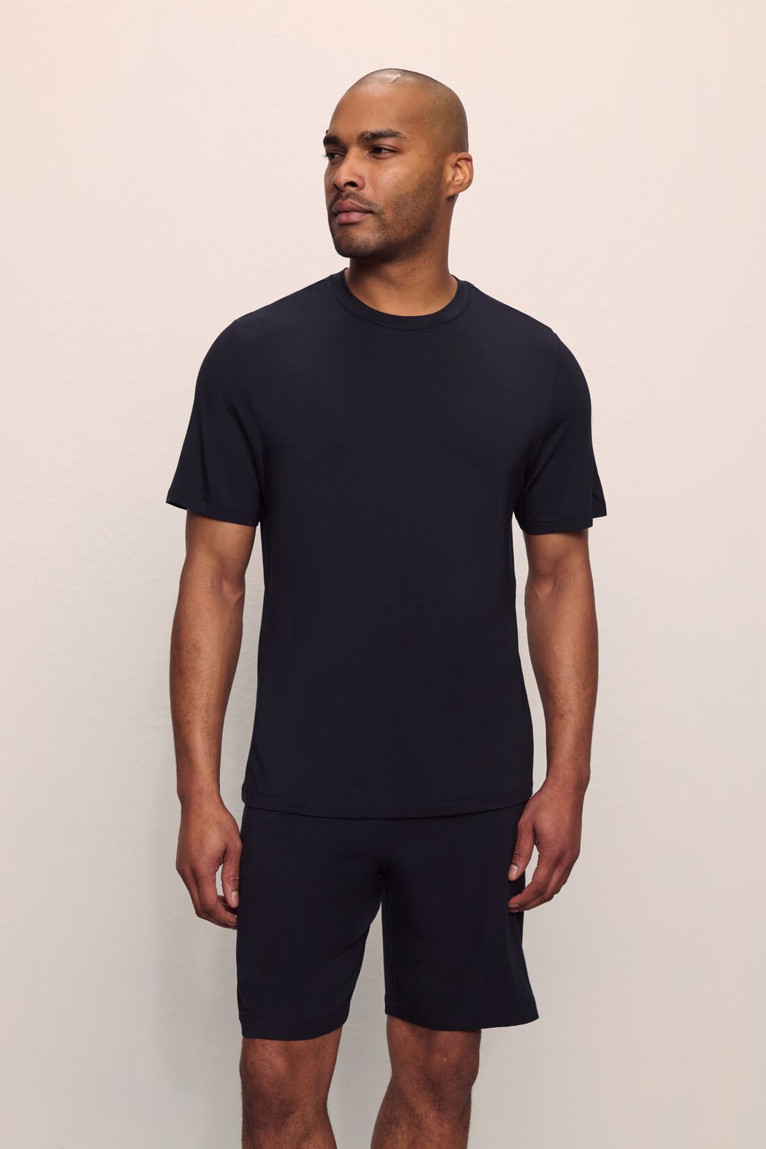 Model is wearing Henry TENCEL™ Modal Short PJ Set in Black