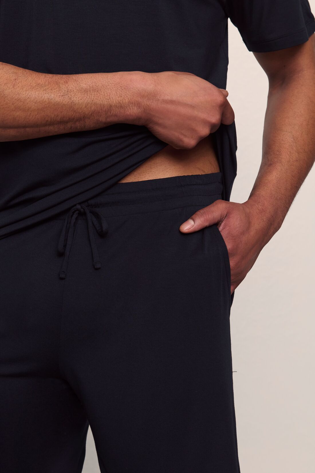 Model is wearing Henry TENCEL™ Modal Short PJ Set in Black