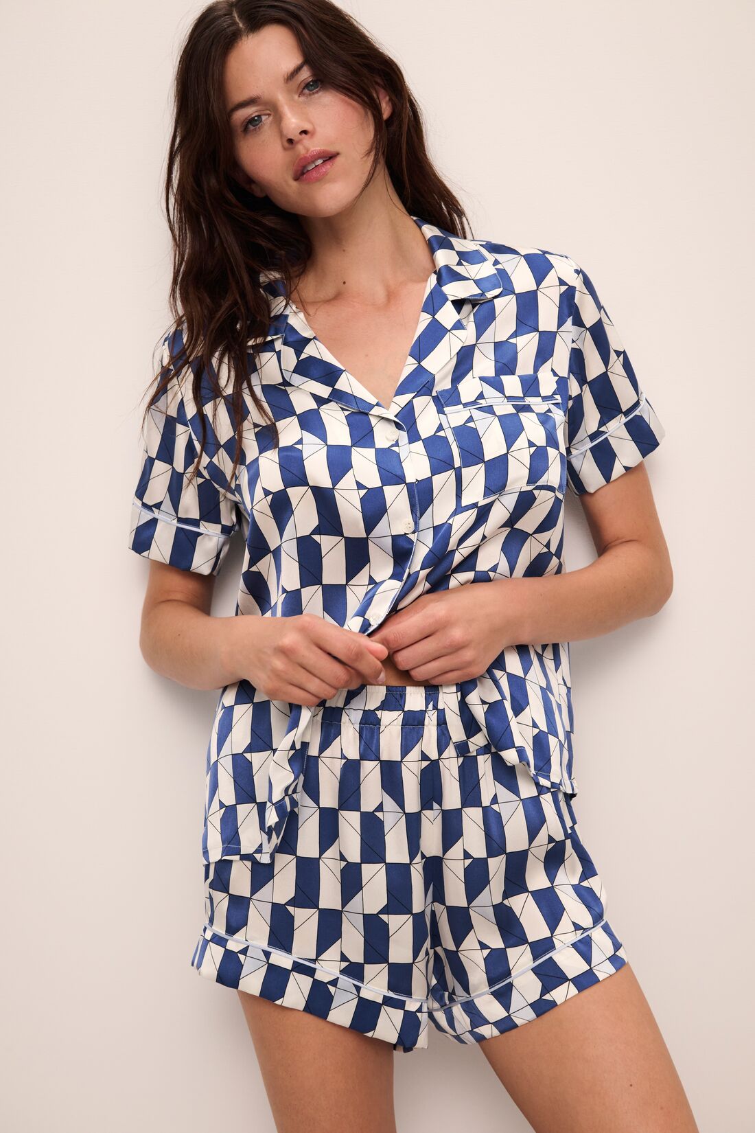 Inez Washable Silk Printed Short PJ Set Eberjey Inez Washable Silk Printed Short PJ Set Eberjey