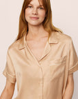 Model Is Wearing Inez Short Pj Set In Rose Cloud/Champagne