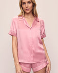 Image of model wearing Inez Washable Silk Short PJ Set