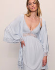Model wears Mariana TENCEL™ Modal Robe in Ice Blue.