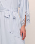 Model wears Mariana TENCEL™ Modal Robe in Ice Blue.