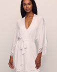 Model wears Mariana TENCEL™ Modal Robe in White.