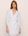 Model Is Wearing Mariana Short Robe In White