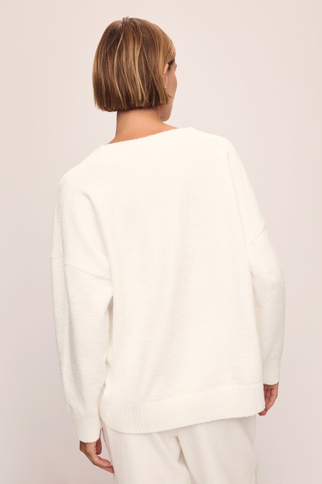 Recycled Boucle Boyfriend Oversized V-Neck Sweater – Eberjey