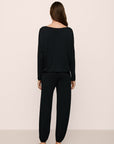 Model Is Wearing Gisele Slouchy Set In Black/Ivory