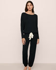 Model Is Wearing Gisele Slouchy Set In Black/Ivory