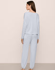 Model Is Wearing Gisele Slouchy Set In Ice Blue/Ice Blue