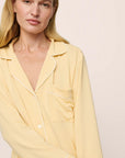 Model is wearing Gisele TENCEL™ Modal Long PJ Set in Sunrise/Ivory
