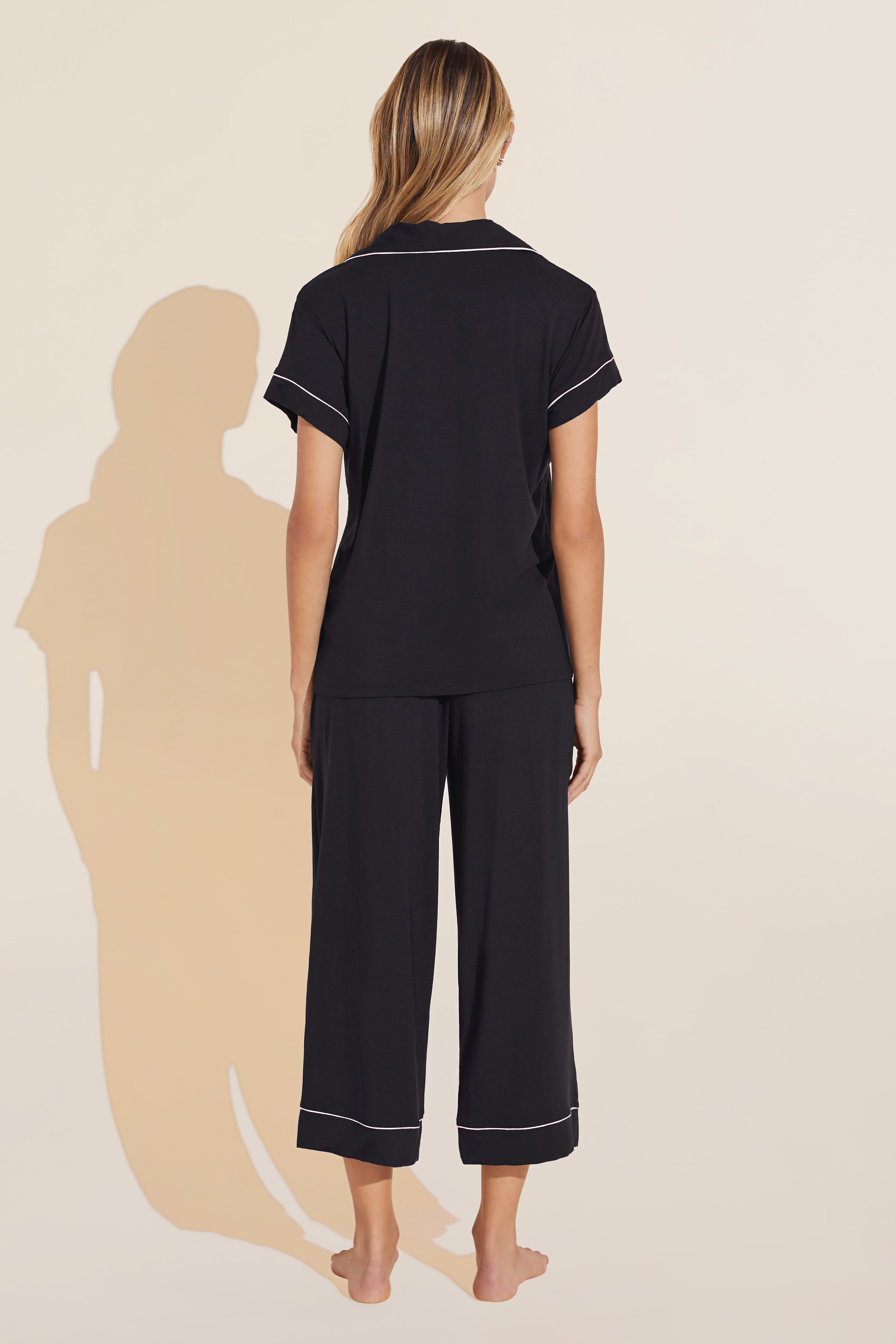 Gisele TENCEL™ Modal Short Sleeve Cropped PJ Set - Black/Sorbet Pink