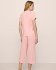 Model is wearing Gisele TENCEL™ Modal Short Sleeve Cropped PJ Set in  Silver Pink/Ivory