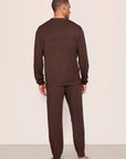 Model is wearing Henry TENCEL™ Modal Long PJ Set in Chocolate