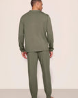 Model is wearing Henry TENCEL™ Modal Long PJ Set in Smokey Olive