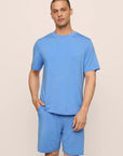 Model is wearing Henry TENCEL™ Modal Short PJ Set in CornflowerBlue