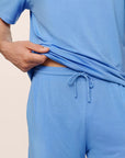 Model is wearing Henry TENCEL™ Modal Short PJ Set in CornflowerBlue