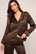 Model is wearing Inez Washable Silk Long PJ Set in Chocolate/Ivory