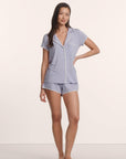 Model is wearing Frida TENCEL™ Modal Shortie Short PJ Set in Lavender Dusk/Ivory