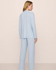 Model is wearing Gisele TENCEL™ Modal Rib Long PJ Set in NantucketBreeze
