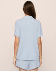 Model is wearing Gisele TENCEL™ Modal Rib Relaxed Short PJ Set in NantucketBreeze