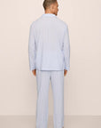 Model is wearing Men's Nautico Long PJ Set in White/CornflowerBlue