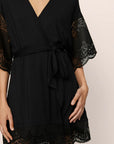 Model is wearing Beatrix TENCEL™ Modal Robe in Black
