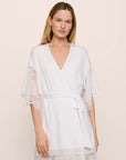 Model is wearing Beatrix TENCEL™ Modal Robe in White