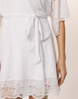 Model is wearing Beatrix TENCEL™ Modal Robe in White