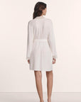 Model is wearing Lara TENCEL™ Modal Short Robe in Ivory