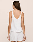 Model is wearing Linen Blend Relaxed Short in White
