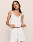 Model is wearing Linen Blend Relaxed Short in White
