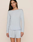 Model is wearing Gisele TENCEL™ Modal Everyday Long Sleeve in Ice Blue
